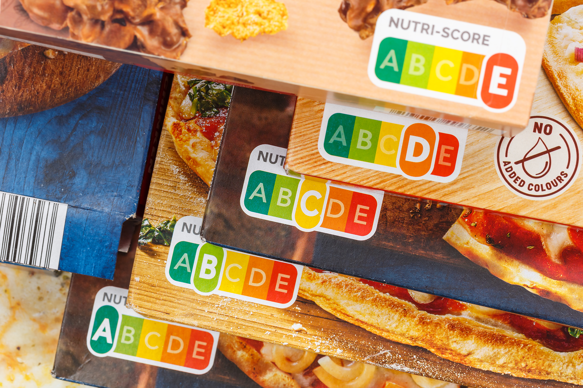 Verpackungen mit Nutri-Score von A bis E